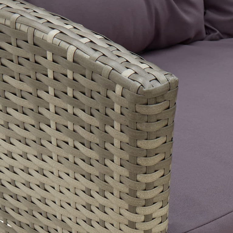 2-delige Loungeset met kussens poly rattan grijs MeubelReus