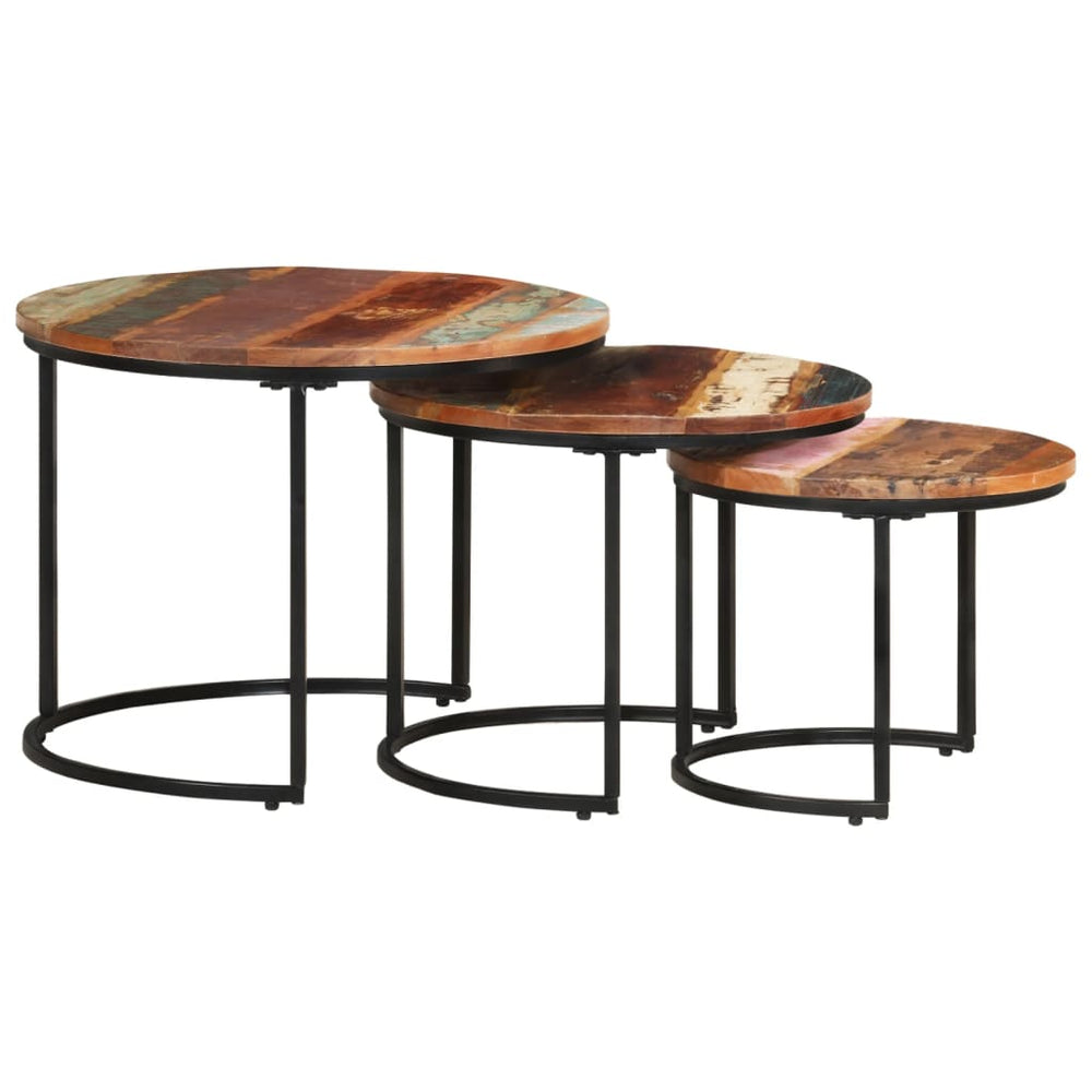 3-delige Tafeltjesset massief gerecycled hout MeubelReus
