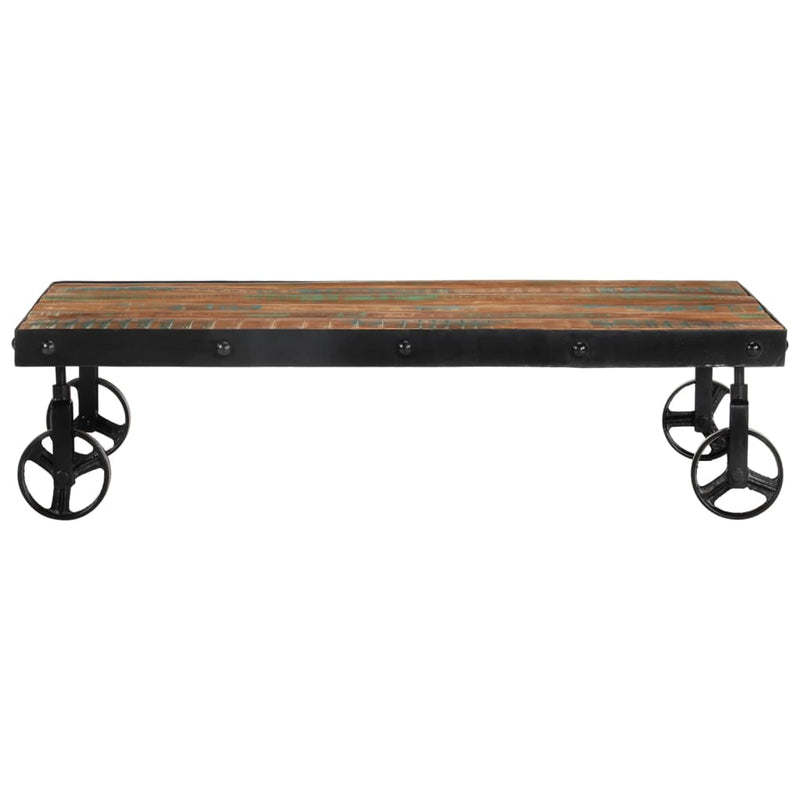 Salontafel met wielen 100x60x26 cm massief gerecycled hout MeubelReus