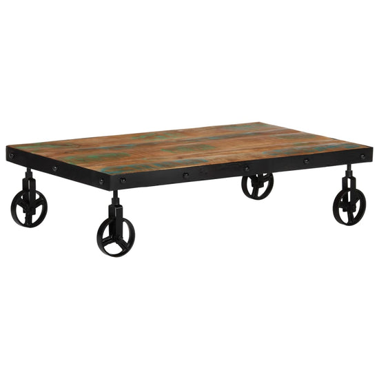 Salontafel met wielen 100x60x26 cm massief gerecycled hout MeubelReus
