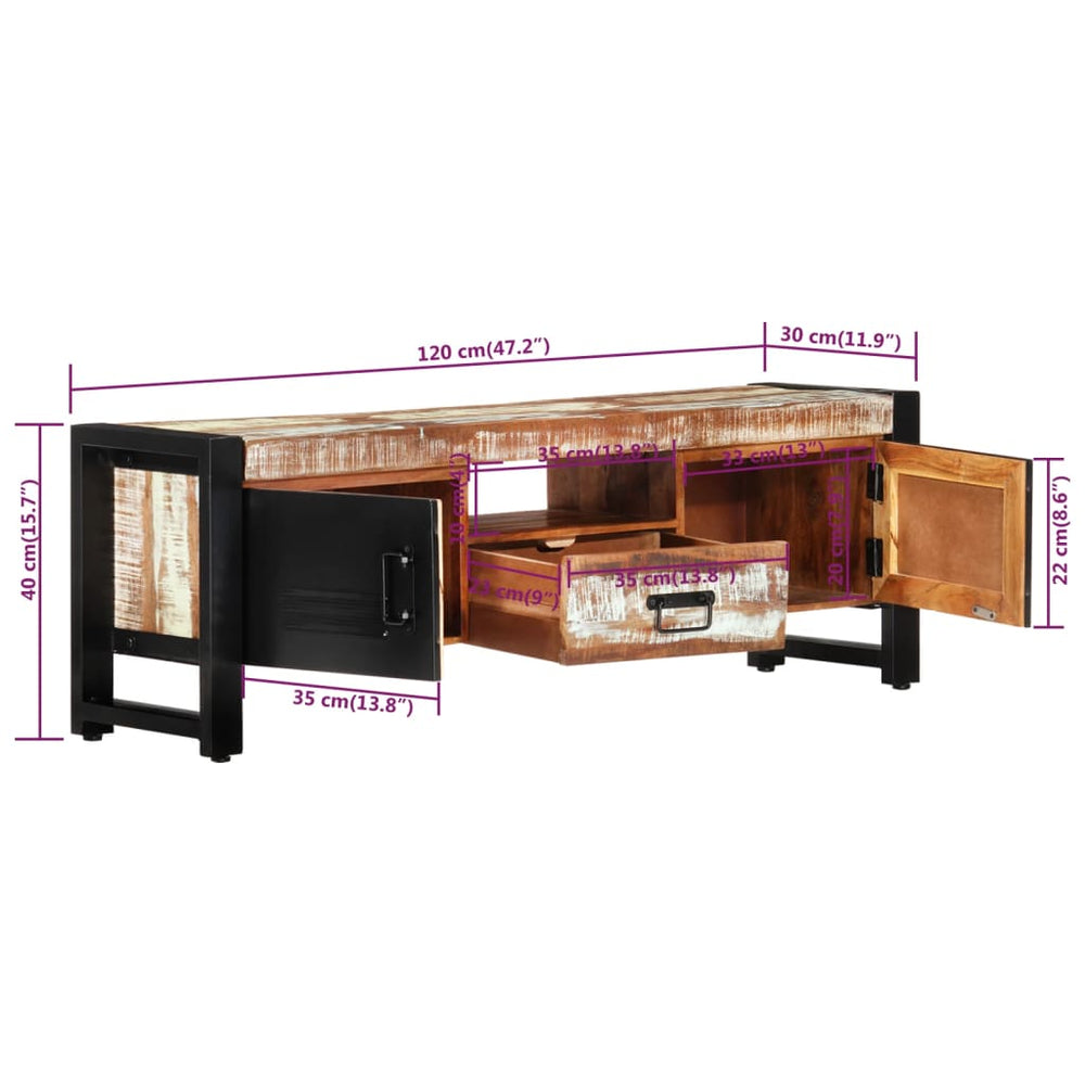 Tv-meubel 120x30x40 cm massief gerecycled hout MeubelReus
