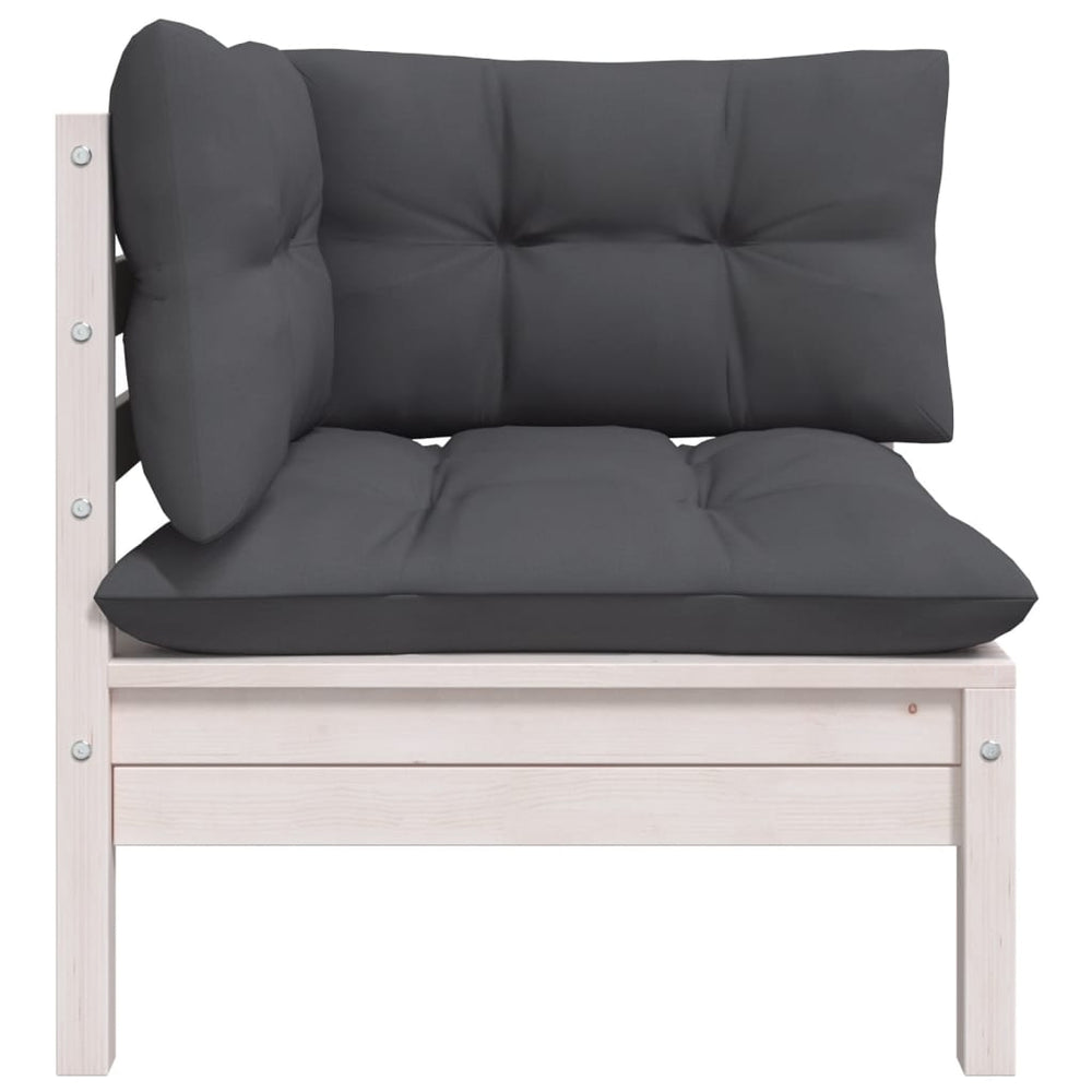3-delige Loungeset met kussens massief grenenhout wit MeubelReus