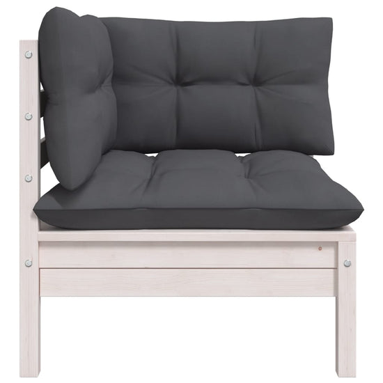 3-delige Loungeset met kussens massief grenenhout wit MeubelReus