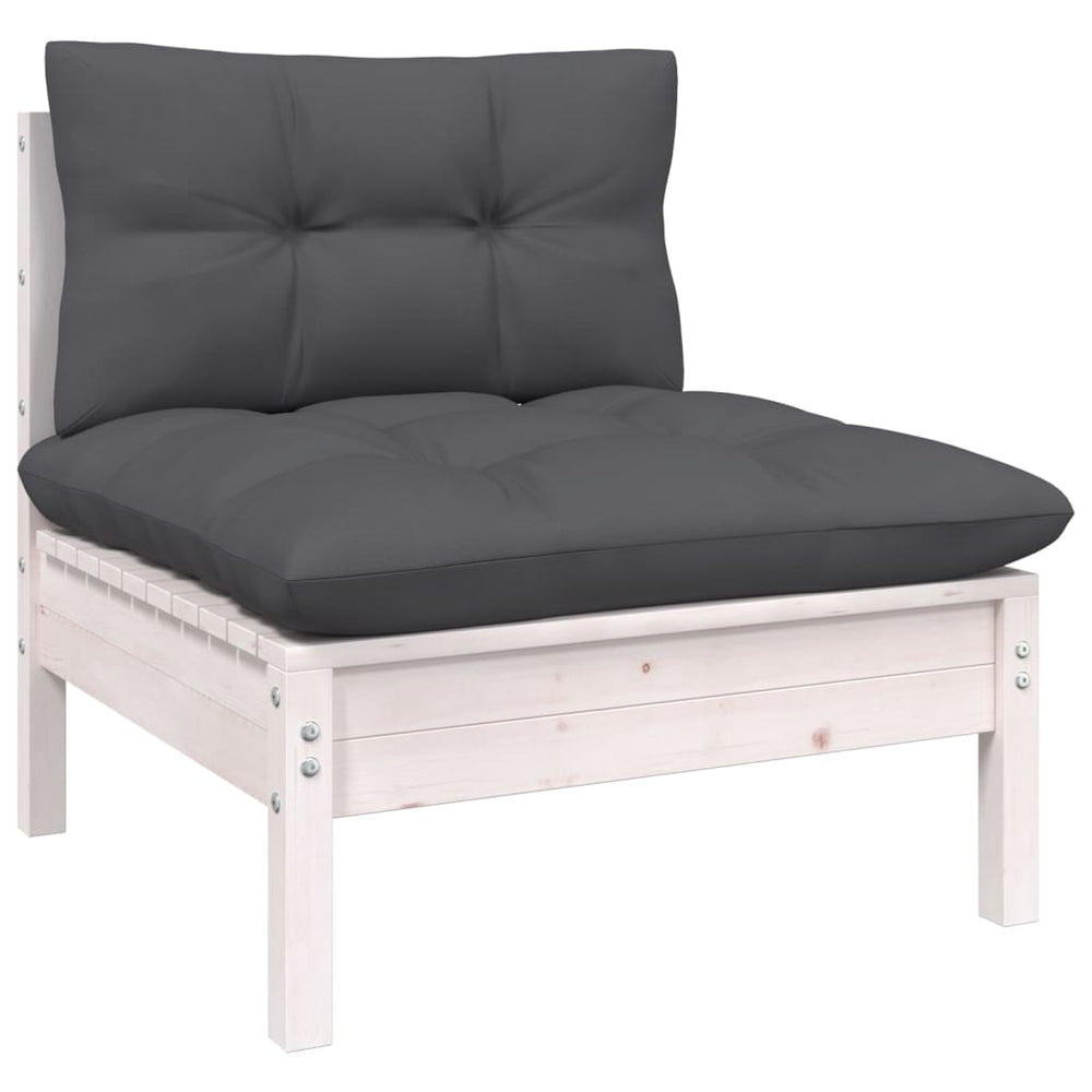 3-delige Loungeset met kussens massief grenenhout wit MeubelReus