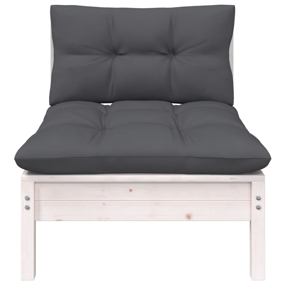 3-delige Loungeset met kussens massief grenenhout wit MeubelReus
