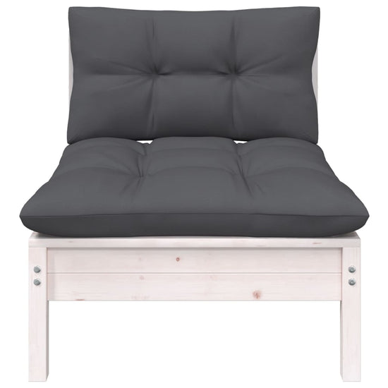 3-delige Loungeset met kussens massief grenenhout wit MeubelReus