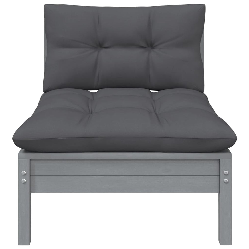 3-delige Loungeset met kussens massief grenenhout grijs MeubelReus