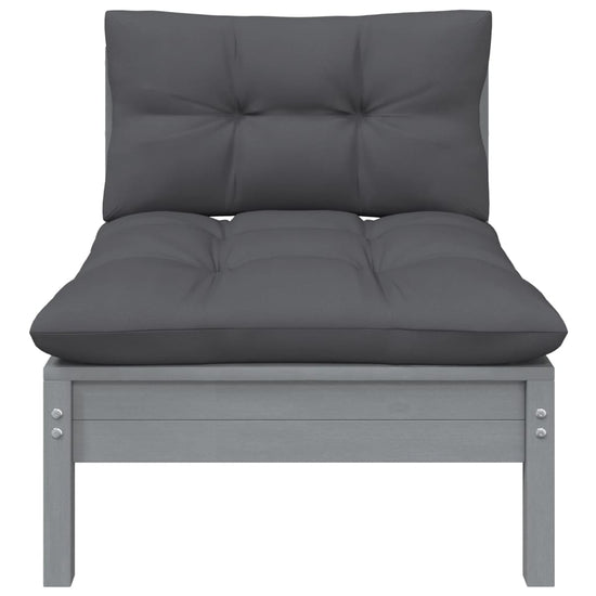 3-delige Loungeset met kussens massief grenenhout grijs MeubelReus