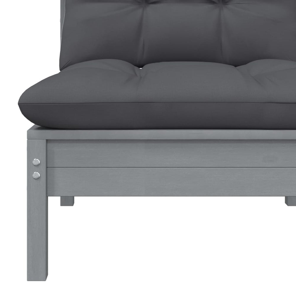 3-delige Loungeset met kussens massief grenenhout grijs MeubelReus