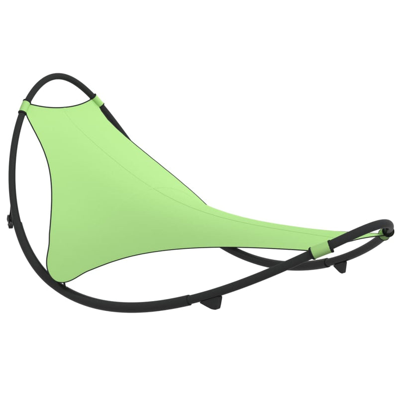 Ligbed schommelend met wieltjes staal en textileen stof groen MeubelReus