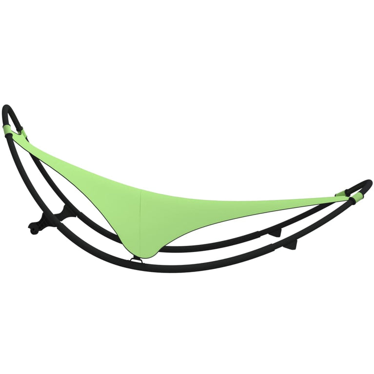 Ligbed schommelend met wieltjes staal en textileen stof groen MeubelReus