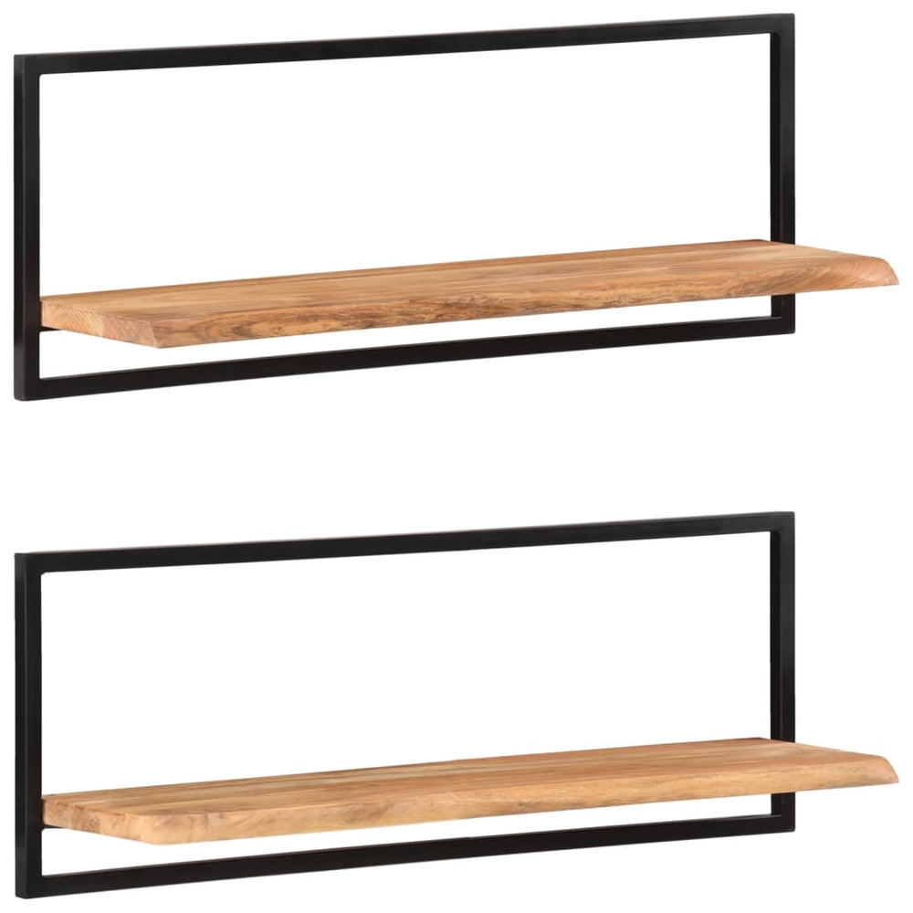 Wandschappen 2 st 100x24x35 cm massief acaciahout en staal MeubelReus
