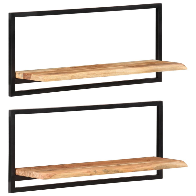 Wandschappen 2 st 80x25x35 cm massief acaciahout en staal MeubelReus