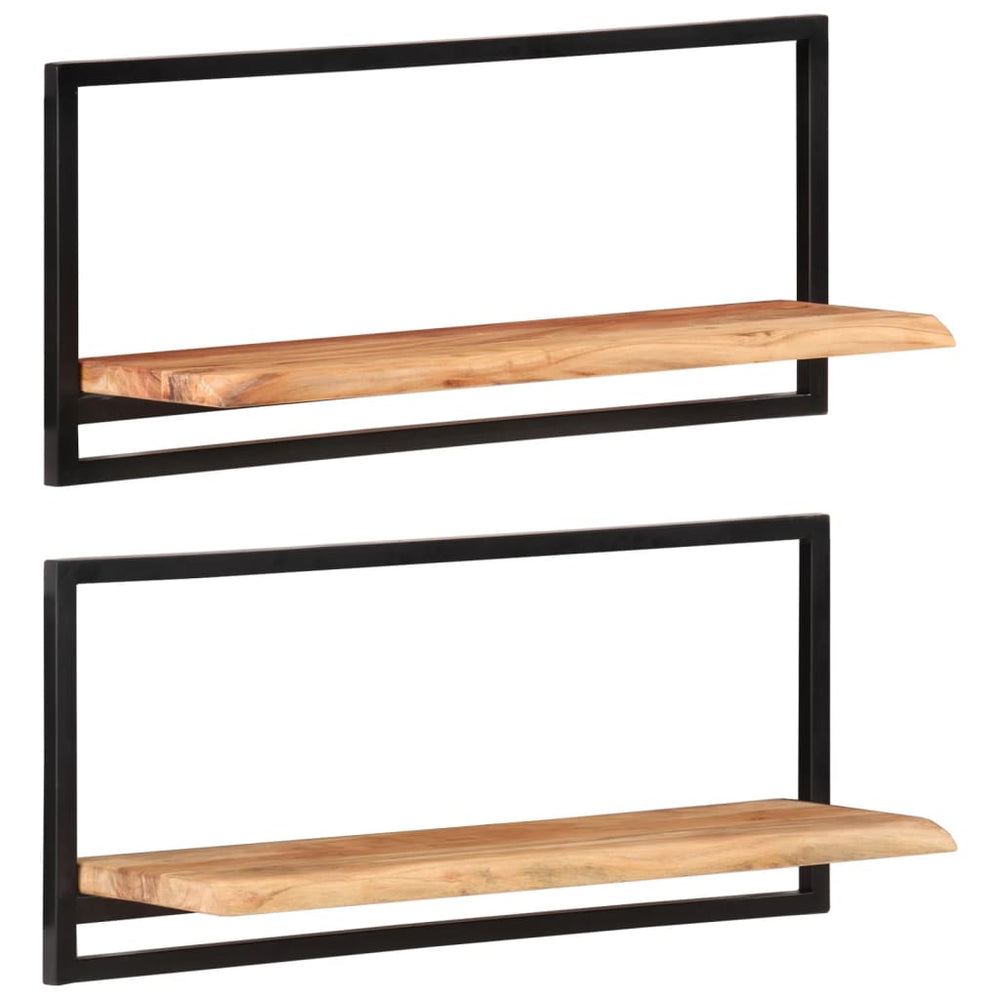 Wandschappen 2 st 80x25x35 cm massief acaciahout en staal MeubelReus