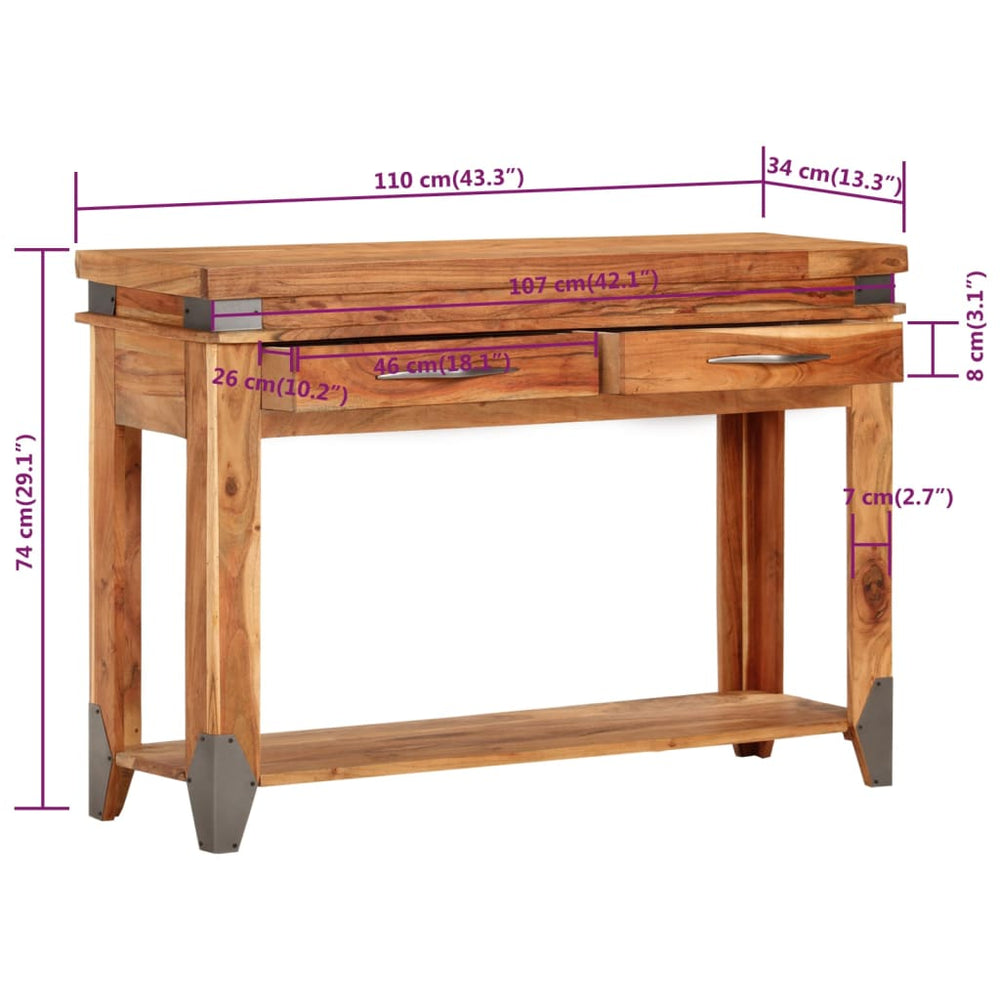 Wandtafel 110x34x74 cm massief acaciahout MeubelReus