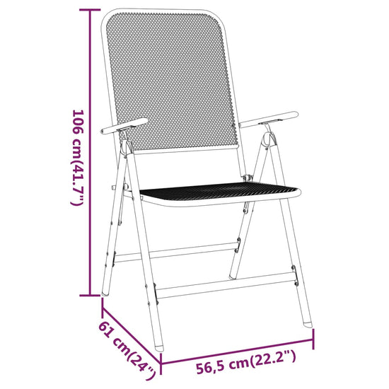Tuinstoelen inklapbaar 2 st metaalgaas antracietkleurig MeubelReus