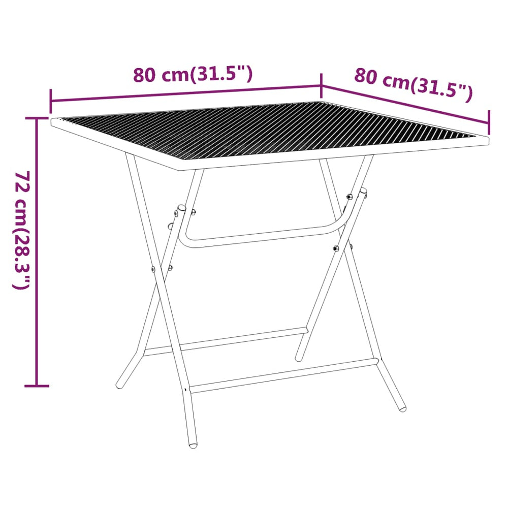 Tuintafel 80x80x72 cm metaalgaas antracietkleurig MeubelReus