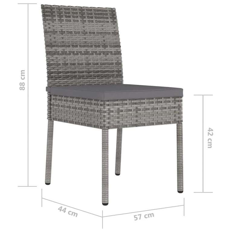 Tuinstoelen 4 st poly rattan grijs