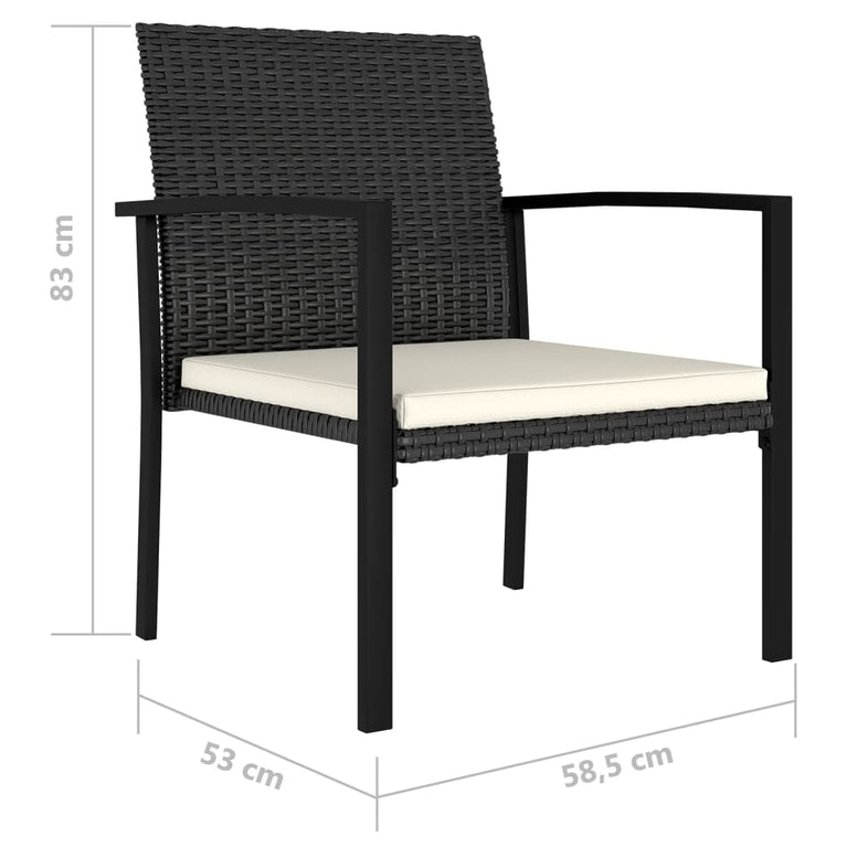 Tuinstoelen 2 st poly rattan zwart