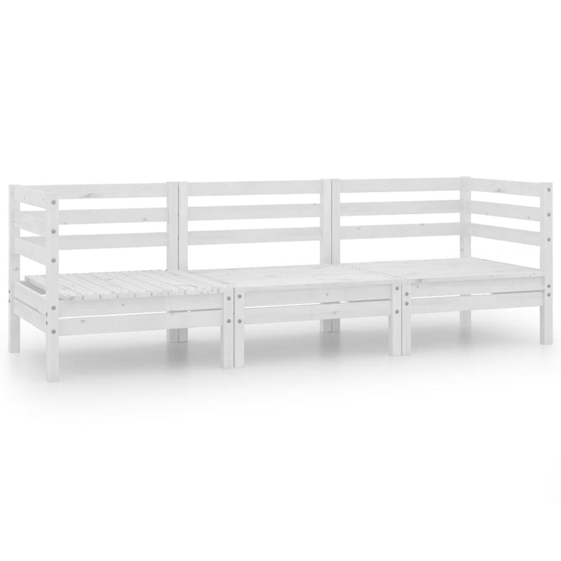 3-delige Loungeset massief grenenhout wit MeubelReus