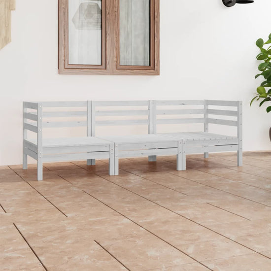3-delige Loungeset massief grenenhout wit MeubelReus