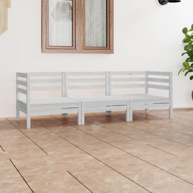 3-delige Loungeset massief grenenhout wit MeubelReus