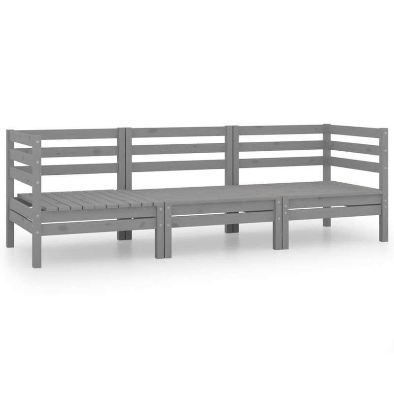 3-delige Loungeset massief grenenhout grijs MeubelReus