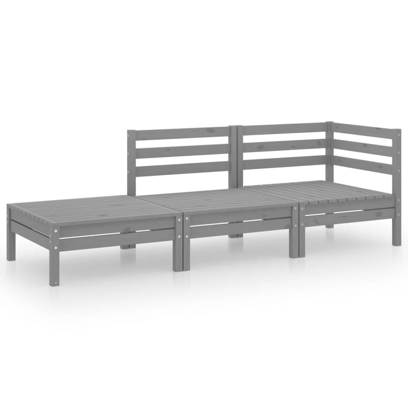 3-delige Loungeset massief grenenhout grijs MeubelReus