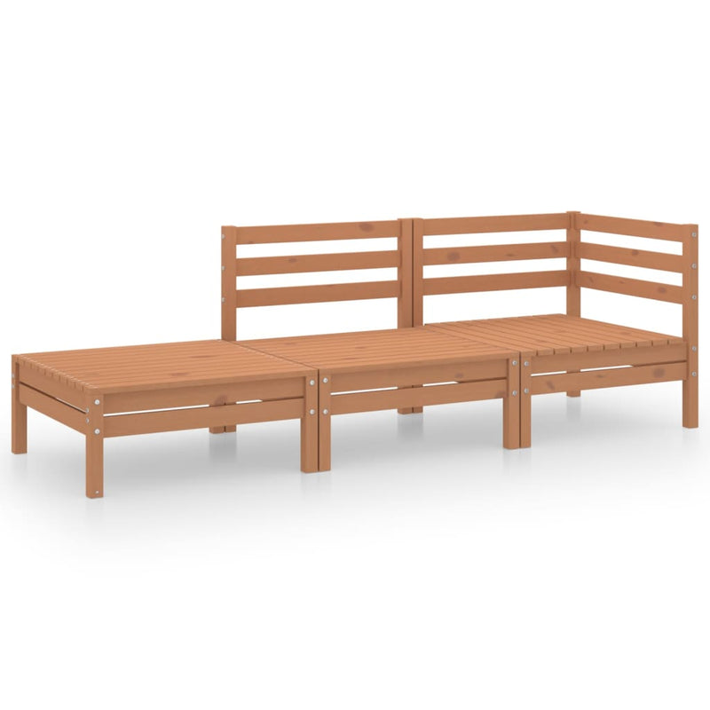 3-delige Loungeset massief grenenhout honingbruin