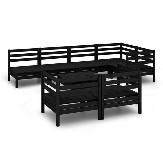 8-delige Loungeset massief grenenhout zwart MeubelReus