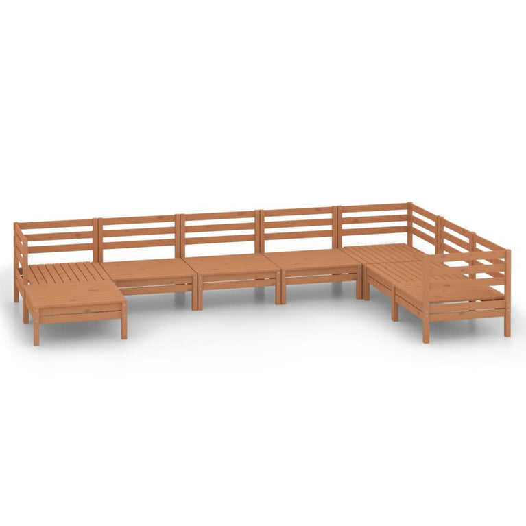 8-delige Loungeset massief grenenhout honingbruin MeubelReus