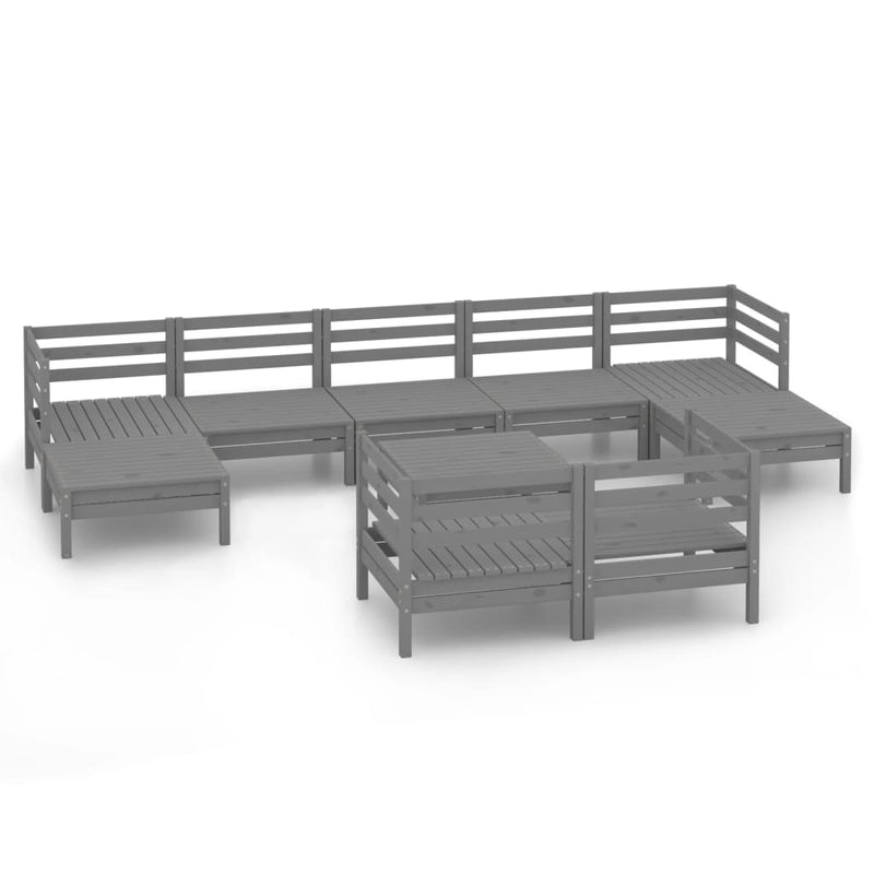 10-delige Loungeset massief grenenhout grijs MeubelReus
