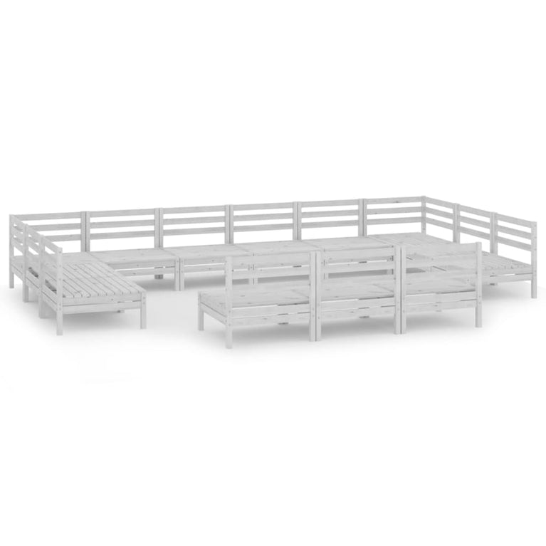 13-delige Loungeset massief grenenhout wit