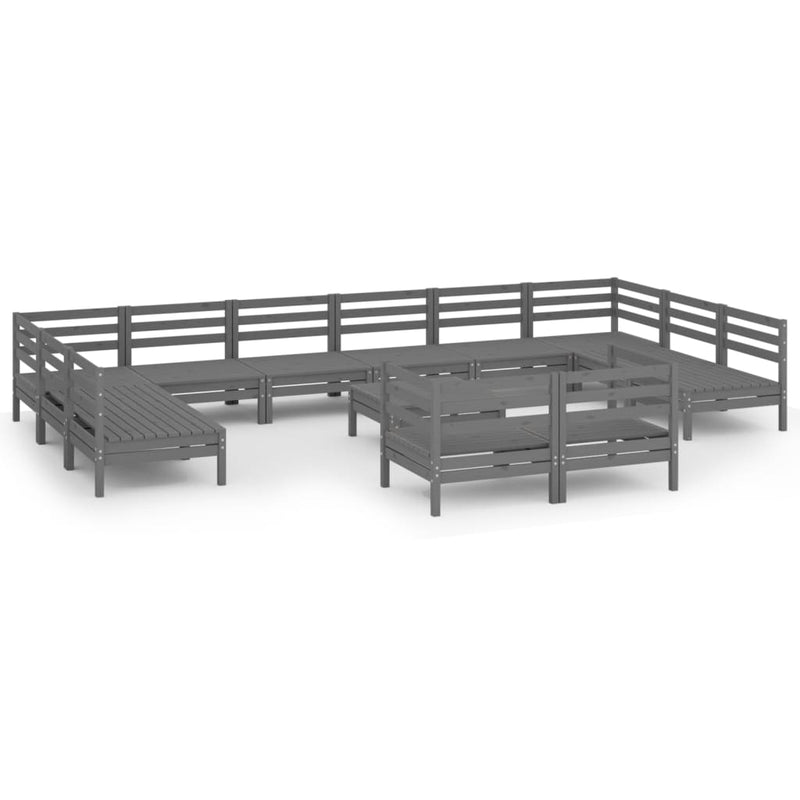 13-delige Loungeset massief grenenhout grijs