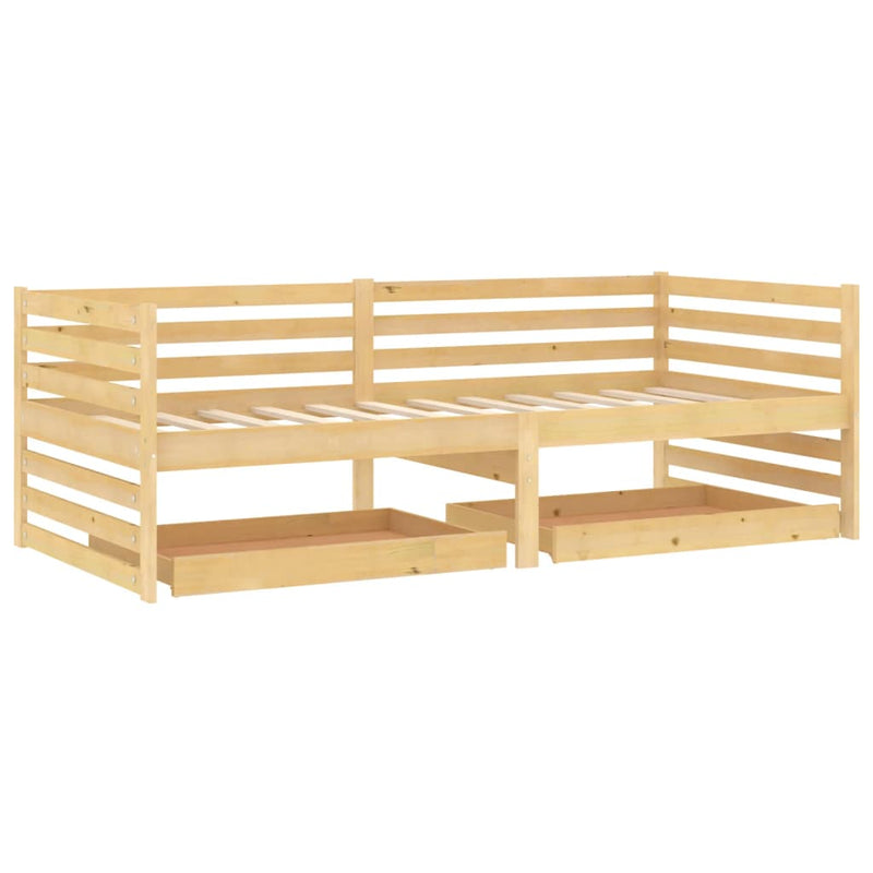 Slaapbank met lades massief grenenhout 90x200 cm
