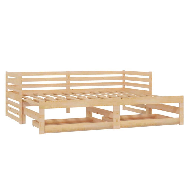 Slaapbank uitschuifbaar massief grenenhout 2x(90x200) cm MeubelReus