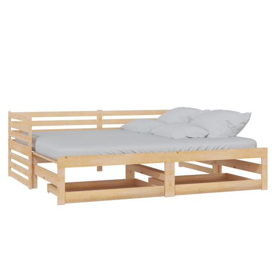 Slaapbank uitschuifbaar massief grenenhout 2x(90x200) cm MeubelReus