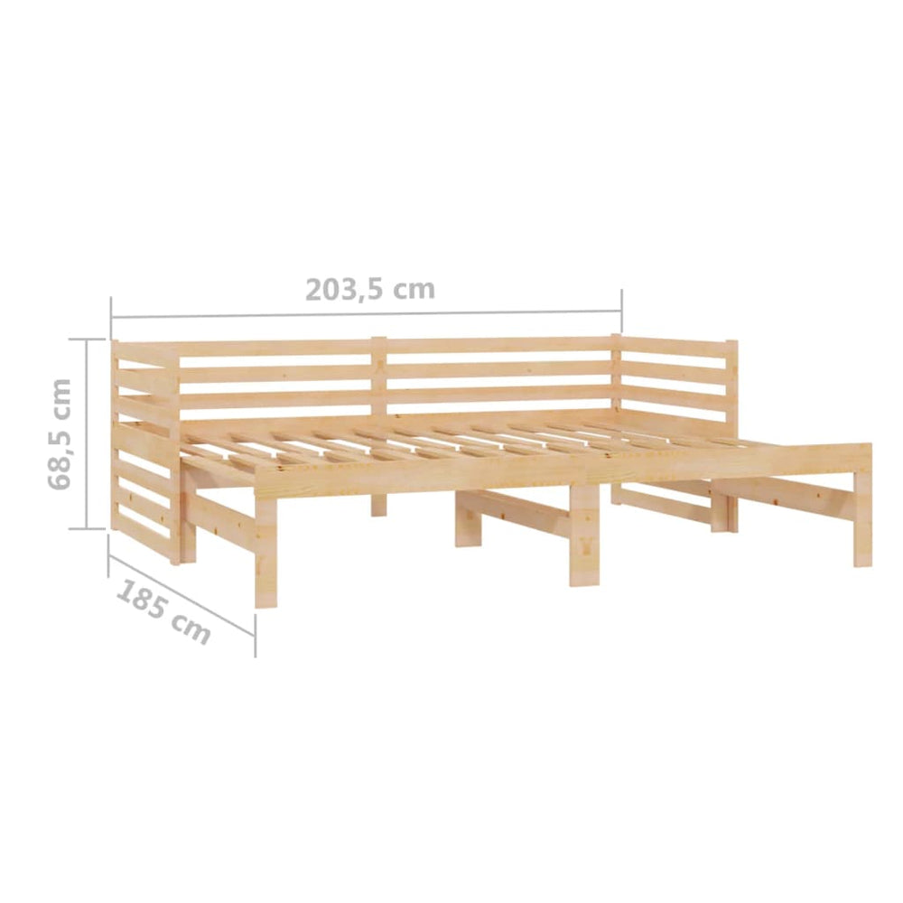 Slaapbank uitschuifbaar massief grenenhout 2x(90x200) cm MeubelReus