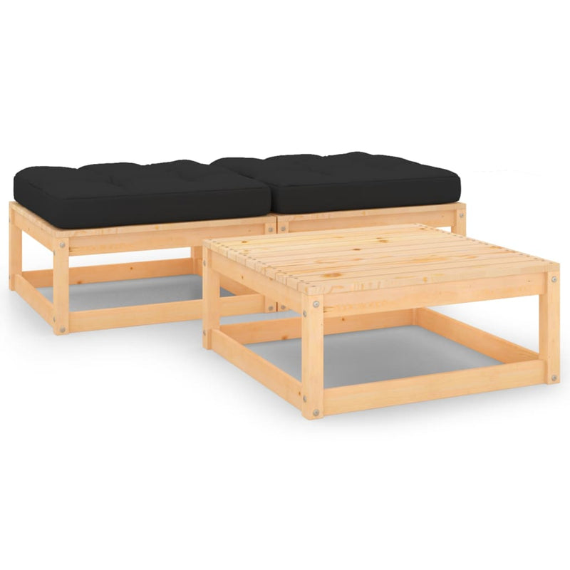 3-delige Loungeset met kussens massief grenenhout MeubelReus
