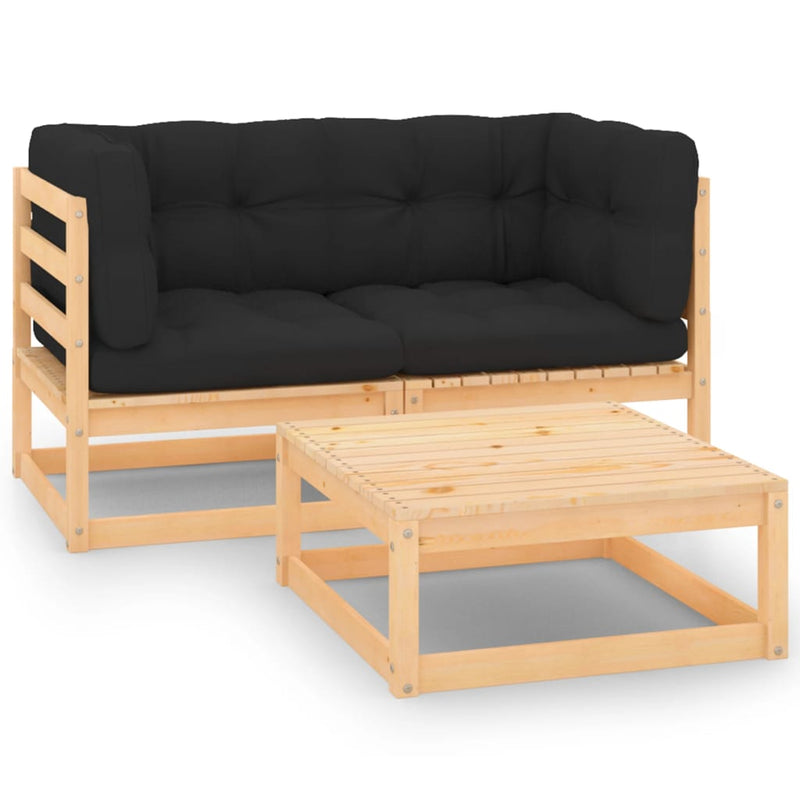 3-delige Loungeset met kussens massief grenenhout MeubelReus