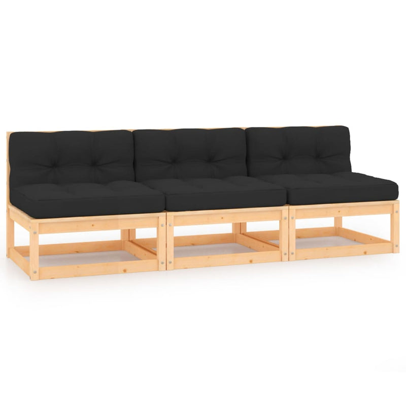3-delige Loungeset met kussens massief grenenhout MeubelReus