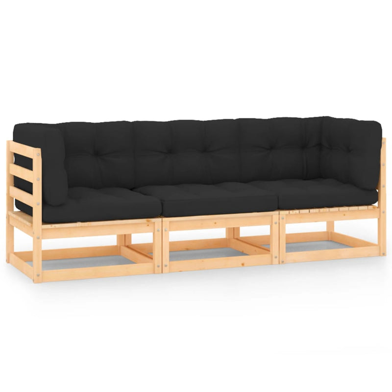 3-delige Loungeset met kussens massief grenenhout MeubelReus