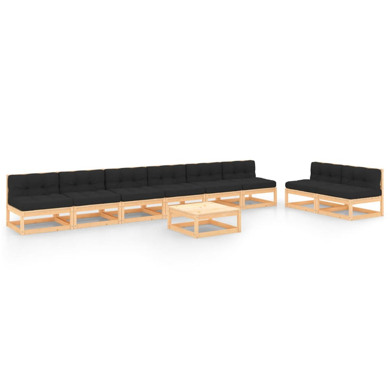 9-delige Loungeset met kussens massief grenenhout MeubelReus