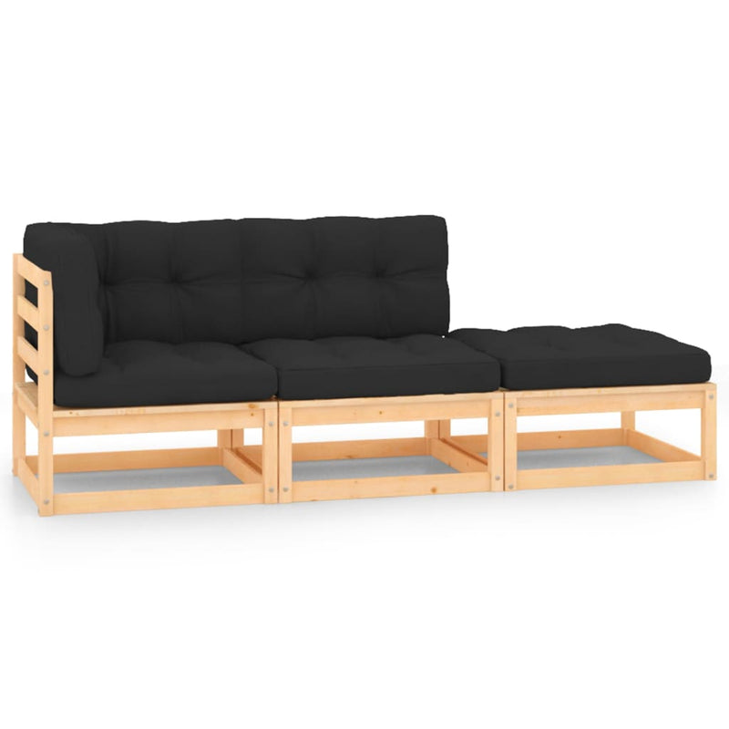 3-delige Loungeset met kussens massief grenenhout MeubelReus