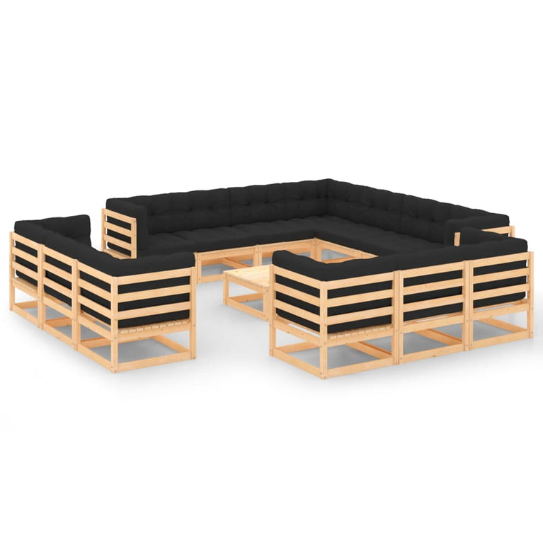 14-delige Loungeset met antracietkleurige kussens grenenhout MeubelReus