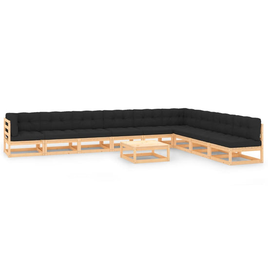 10-delige Loungeset met antracietkleurige kussens grenenhout MeubelReus