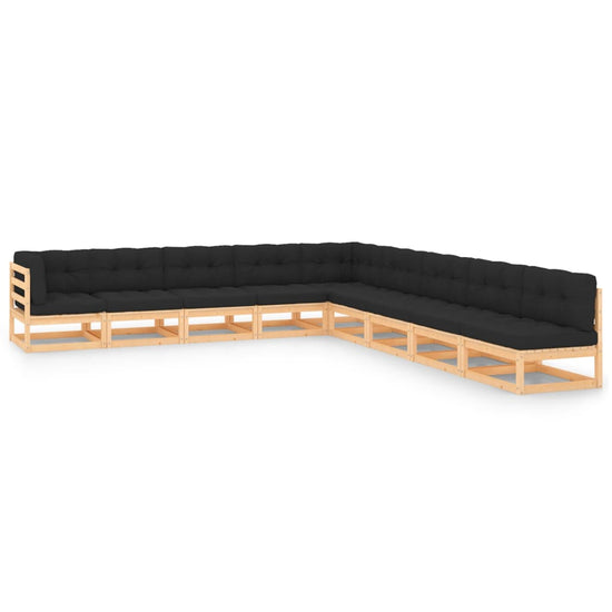 9-delige Loungeset met antracietkleurige kussens grenenhout MeubelReus