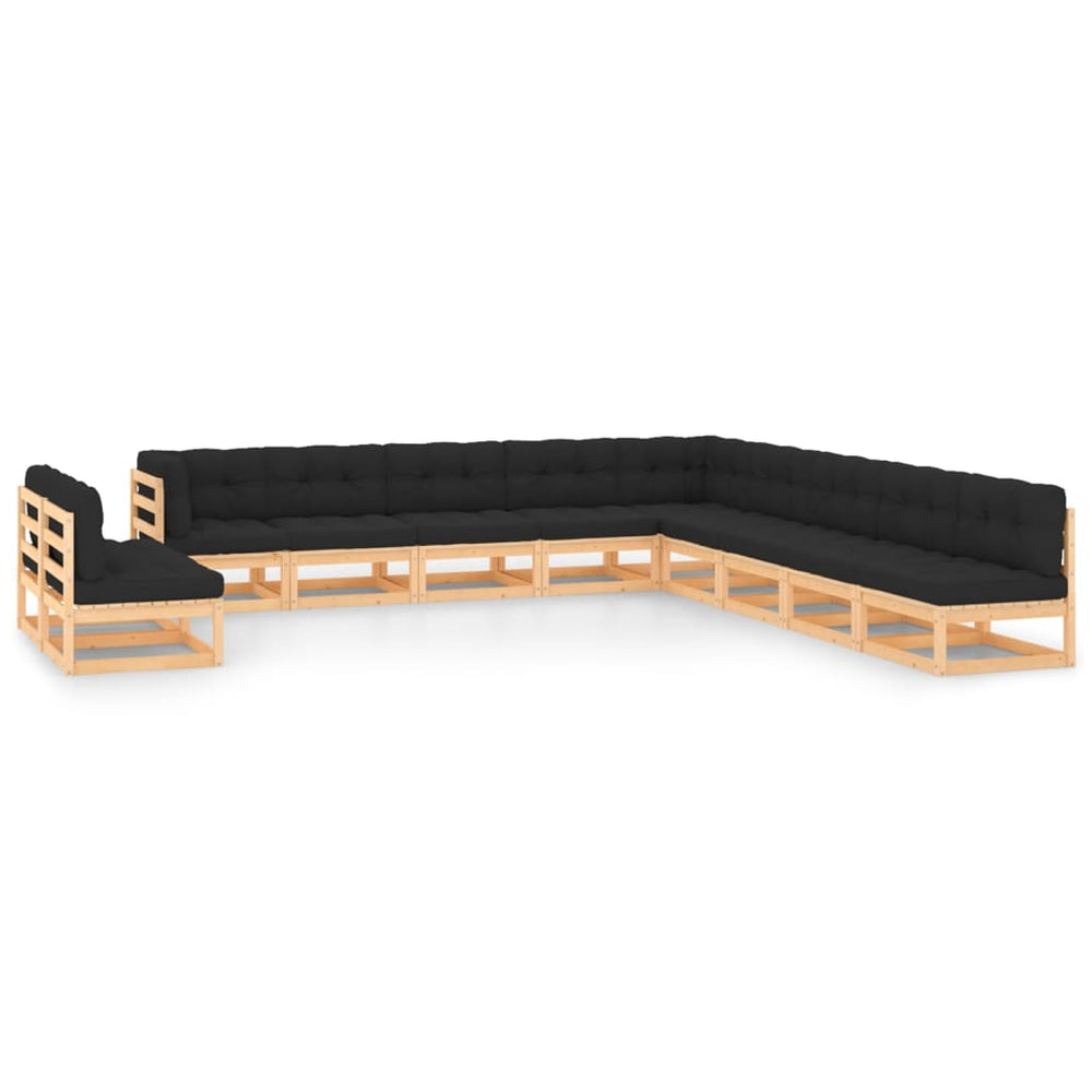 11-delige Loungeset met antracietkleurige kussens grenenhout MeubelReus