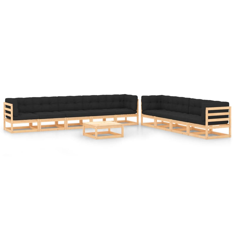 10-delige Loungeset met antracietkleurige kussens grenenhout MeubelReus