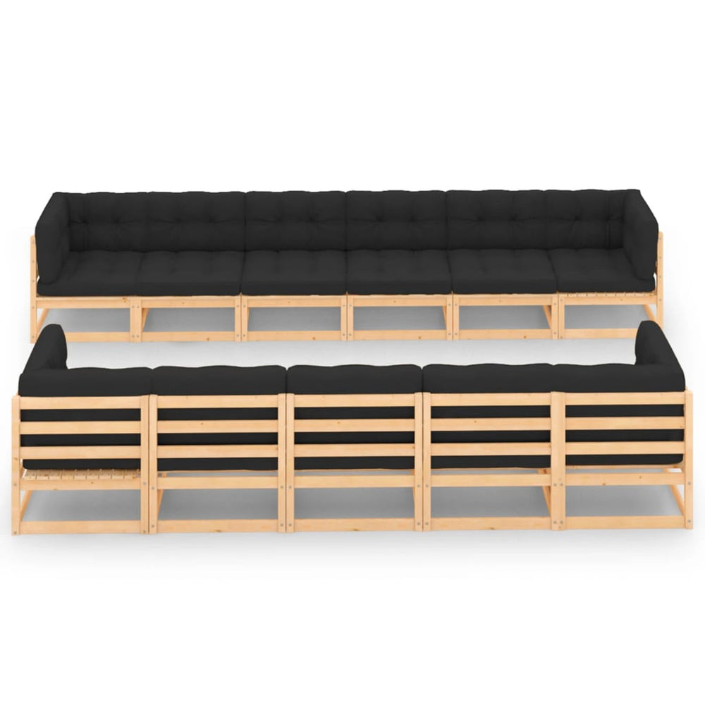 11-delige Loungeset met antracietkleurige kussens grenenhout MeubelReus